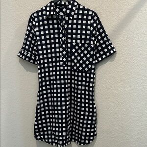 Checkered Black and White Shirt Dress